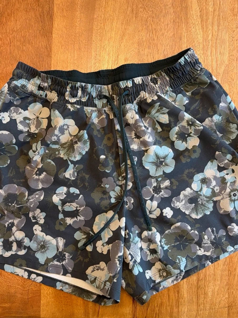 lululemon athletica Olive Green Floral Swim Trunks